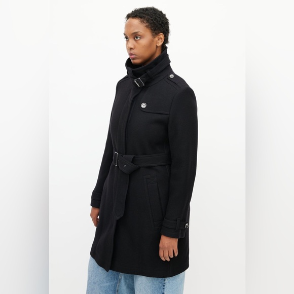 BURBERRY Brit Black Wool and Cashmere Blend Rushworth Belted Coat Size 12 - Picture 7 of 16